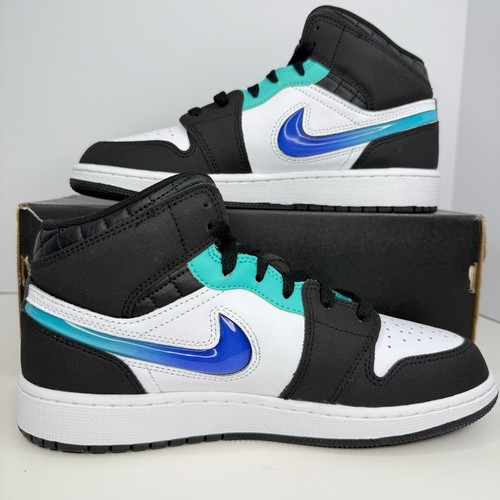 Air Jordan 1 Mid SE Black/Blue Size 7Y - Picture 2 of 8