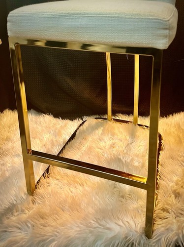 Gold Bar Stools Island Stools with Golden Frame for Kitchen Counter Heavy Duty - Picture 3 of 17