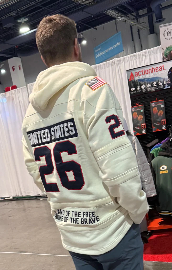 USA Hockey Shield Logo Vintage Look White Lace Hoodie