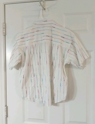 Vintage Khazana Damen Größe Medium Knopfleiste Bluse Top gestreift 80er Print Regenbogen - Bild 5 von 6