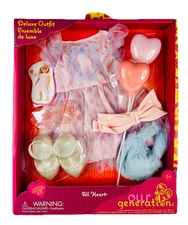 Our Generation All Heart Balloons Plush Purse Dress Shoes Bow Deluxe Outfit NEW