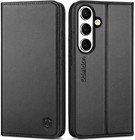 SHIELDON Etui Portefeuille pour Galaxy S25 6.2", Etui/Béquille Folio en Cuir Véritable