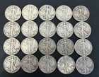 (20) Liberty Walking Half Dollar-90%SILVER-Various Dates-Circulated-Uncertified