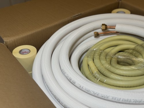 Tubo de cobre para aire acondicionado de 50 pies 1/4" y 3/8"* 3/8" PE con tuercas, blanco - Imagen 4 de 7