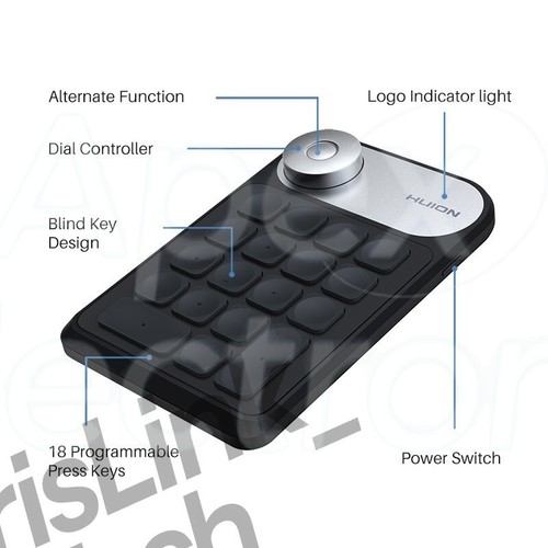 Huion K20 Keydial Compact Keyboard for Tablet/PC/Phone 18 Keys with Dial - Picture 3 of 9