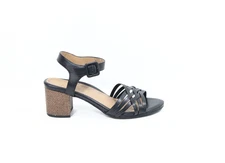 Vionic Peony Sandals sz 9.5 Women Black Leather Heel Classic Comfort Shoes