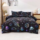 Twin Space Bedding Set Kids Rocket Comforter Set Super Soft & Cute Aliens UFO...