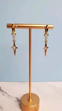 Handmade Jinu Star Earrings Fan Earrings - Stainless Steel GOLD Huggie Hoop