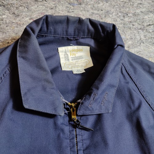 Vintage 70s London Fog Harrington Jacket Mens 40 R Navy Blue Talon Zipper Coat - Picture 3 of 10