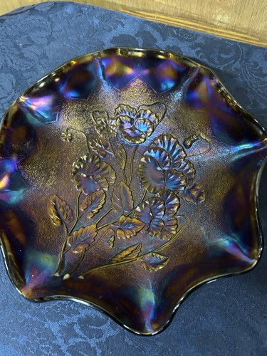 Imperial Amethyst "Pansy" Ruffled Bowl 9" diameter VGC (H) - Picture 3 of 5