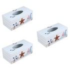  3 PCS Wooden Tissue Box Seaside Baby Coastal Container Dispenser