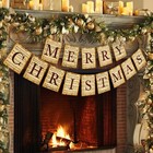 Garland Christmas Decorations Indoor, Vintage Hymns Carols Merry Light Yellow 