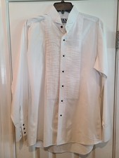 Tuxedo Shirt Cotton Wing Collar French Cuffs White Men's Medium FLY