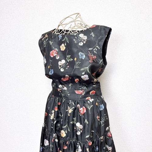 JILL STUART Botanical Art Flower Long Dress Size M Length 41 inches - Picture 2 of 6
