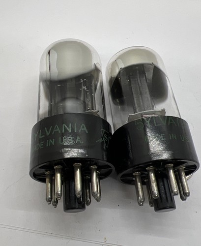 (2) Vintage SYLVANIA 6SN7GT 3-HOLE BLACK PLATES **Crome Top ** TESTED STRONG** - Picture 1 of 12