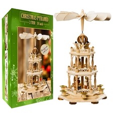 German Christmas Decoration Pyramid - 18 Inches - Wood Nativity Scene Set-Und...