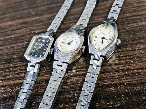 Watch Bracelet Vintage Soviet women's LUCH mechanical USSR 3pieces not work - Picture 2 of 19