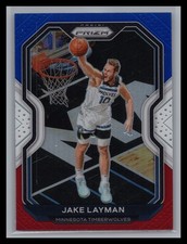 2020-21 Panini Prizm NBA #245 Jake Layman Red White & Blue Prizm Timberwolves