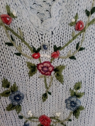 Vtg Women's Bobby Brooks Hand Knitted Sweater LARGE 80's 90's Embroidered - Picture 2 of 4