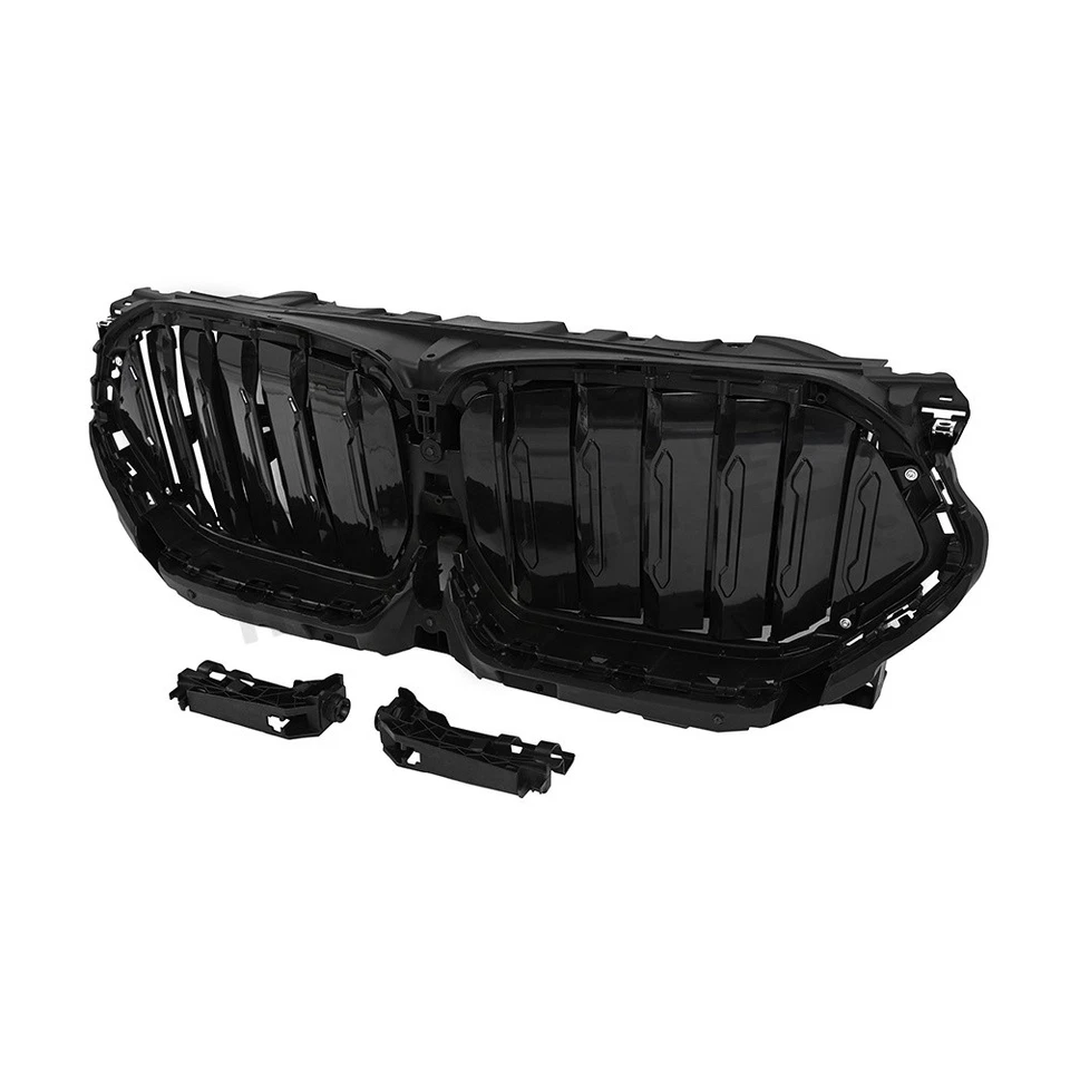 For BMW X6 G06 2020-2024 Front Radiator Grille Active Air Shutter Gloss Black - Image 3 of 4