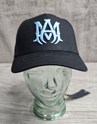Amiri MA Crystal Trucker Hat Black Baby Blue - Picture 2 of 13