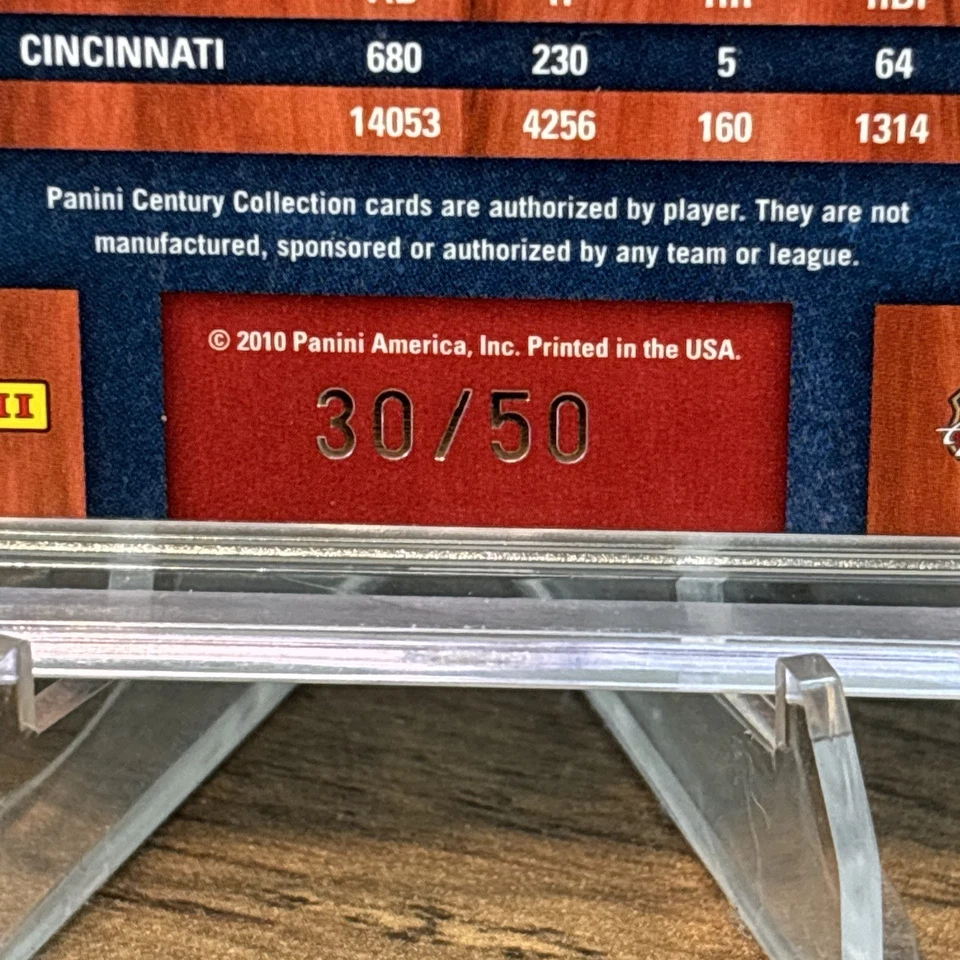 2010 Panini Century Collection Pete Rose Game Worn Jersey Patch /50 #47 Reds  - Image 3 of 3