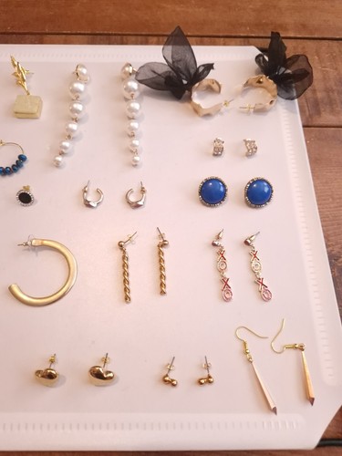 Costume Earrings Joblot X 23, Dangle, Stud, Hoop. Gold Plate &Tone. Mixed. - Picture 7 of 12