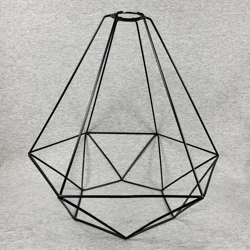 Juego de 3 pantallas de lámpara de alambre geométrico negro - cubiertas de luz industriales modernas Foto 3 de 4