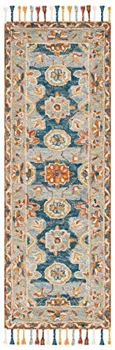  Aspen Collection Runner Rug - 2'3" x 9', Grey & Navy, Handmade Boho Braided  - Image 4 of 4