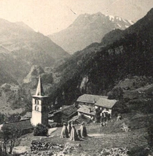 Antique RPPC View Of Finhaut Switzerland c1900s Church Alps Trient Valley