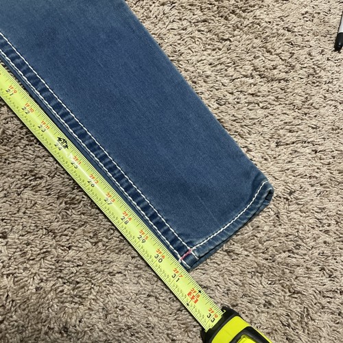 True Religion Low Rise Cyan Jeans Slim Fit Size 28 White Stitching 28x31 R200F1 - Picture 9 of 10