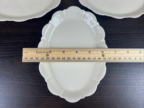 4 platos festoneados pequeños ovalados de porcelana marfil de 7 1/2” X 5 1/2” - Imagen 5 de 9