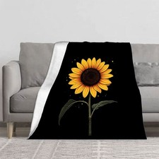 Durable Soft Warm Flannel Blanket - Cozy Sunflower Pattern Design for Sofa