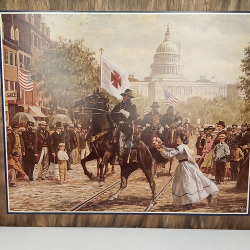 Vintage amerikanischer Bürgerkrieg Kunstdruck auf Holz angebotener Kranz Don Stivers 1990 - Bild 4 von 7