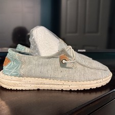 Hey Dude Women's Wendy L Linen - Light Blue/Gray, US W6