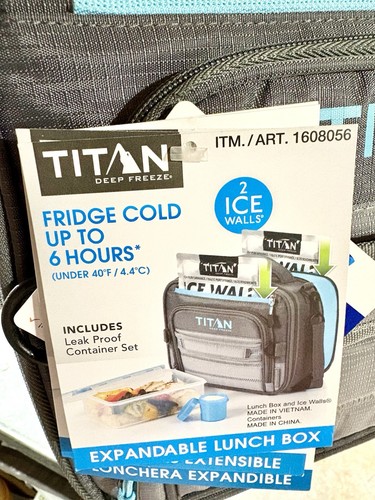 New Titan Lunch Box Expandable Leak Proof Container Gray Ripstop Ice Packs - Picture 15 of 15