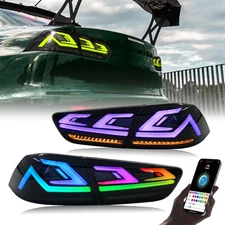 Pair Smoke RGB LED Tail light Rear Lamp For 2008-2017 Mitsubishi Lancer EVO X EX