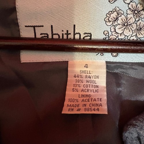 Tabitha Gray Ruffle Front Jacket Size 4 Wool Blend 3/4 Sleeve Cute - Picture 6 of 8