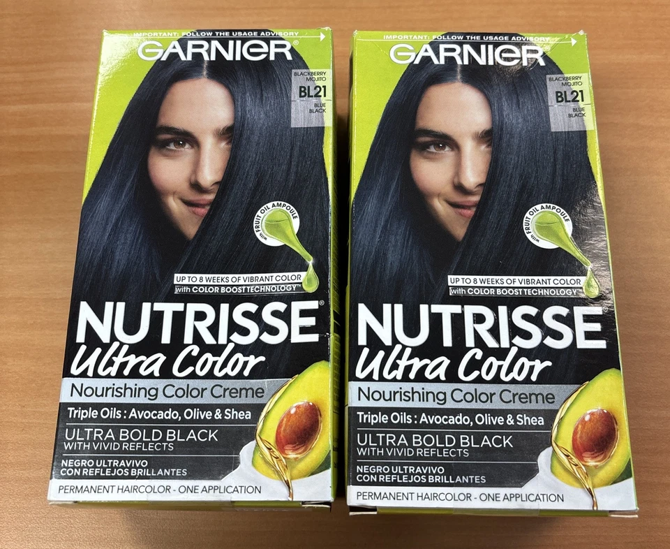 Paquete de 2 ~ Garnier Nutrisse Ultra Color Nutritivo Color Crema BL21 Azul/Negro Foto 2 de 4