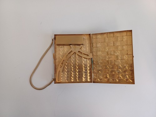Vintage 1950s Gold Compact Vanity Purse Powder Lipstick Cigarette Case 3x4 RARE - Bild 5 von 8