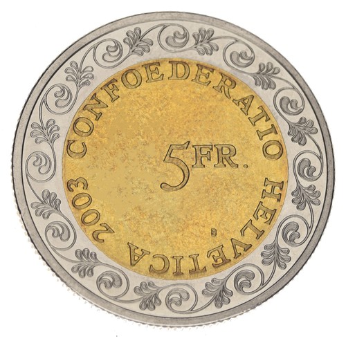 Switzerland 5 francs 2003 UNC Bimetal Farewell to Winter (Chalandamarz) - Picture 2 of 2