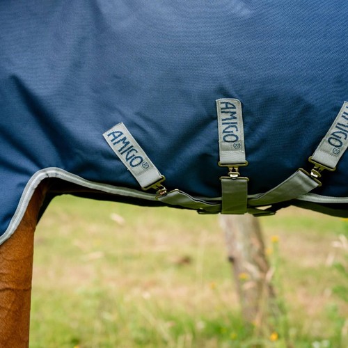 Horseware Ireland Navy/Titanium Grey & Silver 140 cm Weidedecke Amigo 0g 1200D - Bild 3 von 9