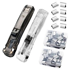 Handheld Push Stapler 2 PCS with 100 Refill Clips 40-Sheet Capacity Clamp