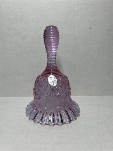 Vintage Fenton Bell Ruffled Bottom Dusty Rose Pink Purple Threaded Handle 6”