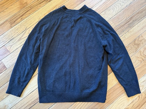 VTG Eddie Bauer Mens Size L Cotton Cashmere Cardigan Gray V Neck Button Grandpa - Picture 12 of 16