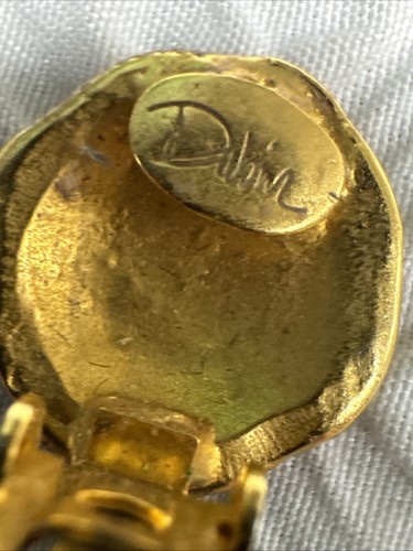 David Dublin Vintage signierte runde Clip-On-Ohrringe gebürstetes Gold "Golden Sky" - Bild 15 von 20