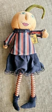 Halloween Primitive Joe Spencer Style Pumpkin Head Girl Plush 25" Weighted 