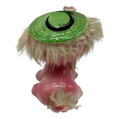 Vintage 1960's Ceramic Puppy Dog California Creations By Bradly Real Fur Kitschy - Picture 9 of 12