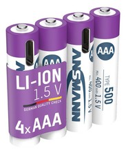ANSMANN Typ 500, 4 Stück Micro AAA Akku, Li-Ion, 1.5 Volt, 500 mAh