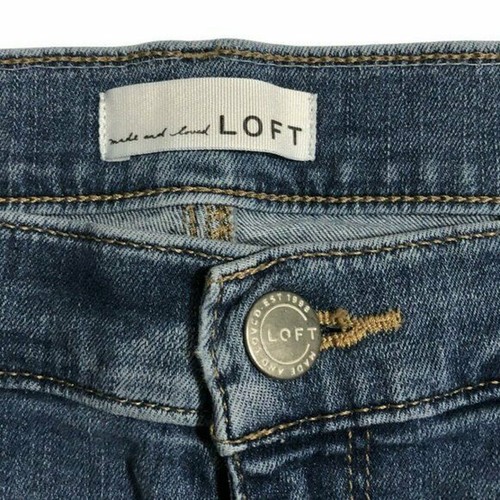 LOFT Womens Jeans Size 10 Floral Distressed Skinny Raw Hem Ankle Blue Denim - Picture 7 of 9